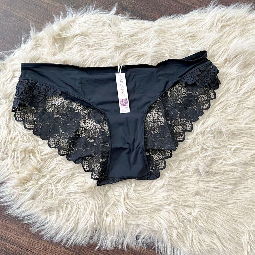 NWT Adore Me Black Lace trimmed Panties XL